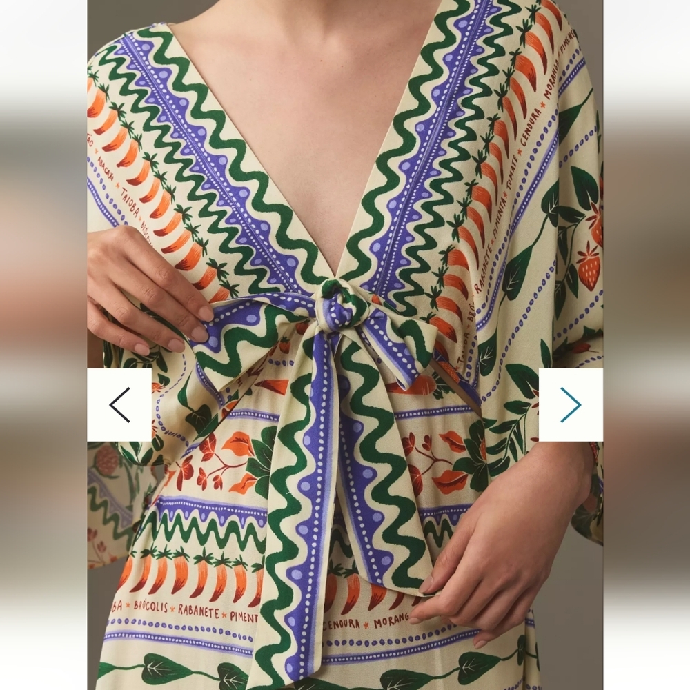 NWT FARM Rio Asymmetrical Floral Dress with V-Neck - Picture 2 of 13